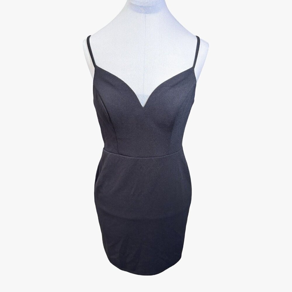 B. DARLIN Juniors Strappy Black Mini Dress Size 9/10 Bodycon Cocktail‎ Party
